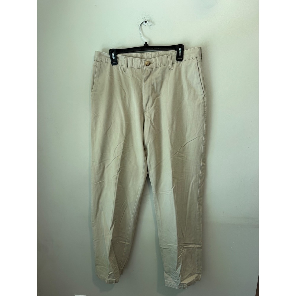 Lee Mens Chino Pants 34x32 Khaki Tan Cotton Twill Straight Leg Trousers 4182250
